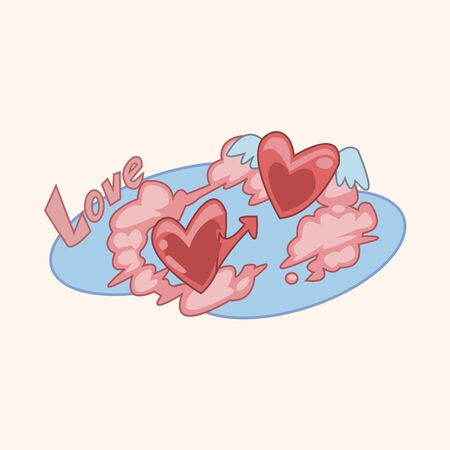 Valentine's Day love heart theme elementsのイラスト素材