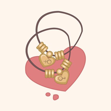 couple necklace theme elementsのイラスト素材