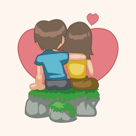 Valentine's day couple theme elementsのイラスト素材