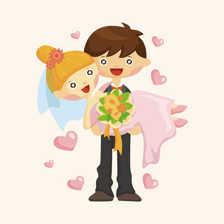 wedding couple theme elementsのイラスト素材