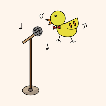 animal bird playing instrument cartoon theme elementsのイラスト素材