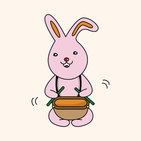 animal rabbit playing instrument cartoon theme elementsのイラスト素材