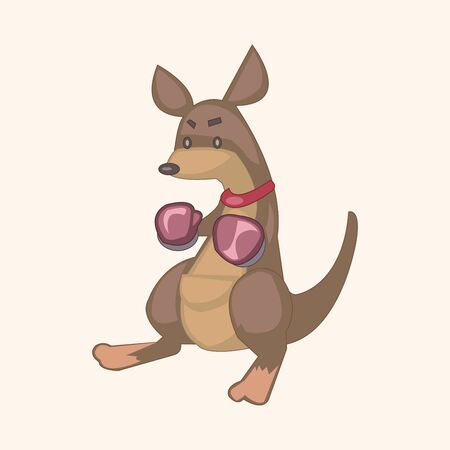 Animal kangaroo doing sports cartoon theme elementsのイラスト素材