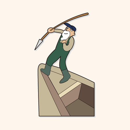 fisherman cartoon theme elementsのイラスト素材