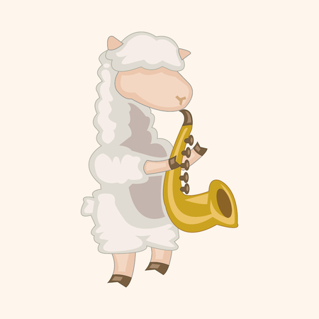 animal sheep playing instrument cartoon theme elementsのイラスト素材
