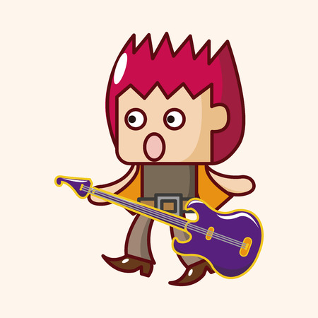 band member guitar player theme elementsのイラスト素材