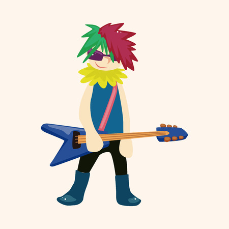 band member guitar player theme elementsのイラスト素材