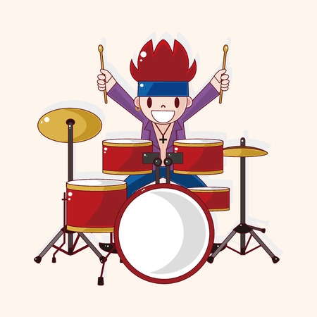 band member drummer theme elementsのイラスト素材