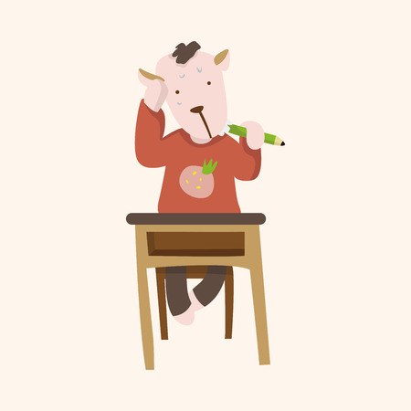 animal going to school cartoon theme elementsのイラスト素材