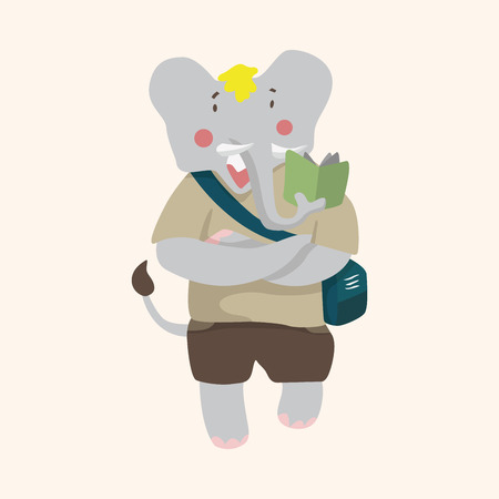 animal going to school cartoon theme elementsのイラスト素材