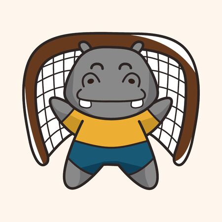 Animals play football cartoon theme elementsのイラスト素材