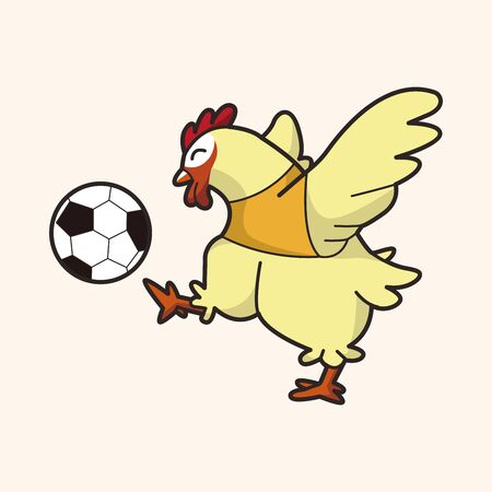 Animals play football cartoon theme elementsのイラスト素材