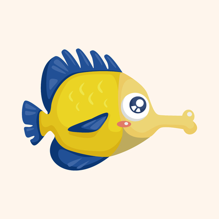 sea animal fish cartoon theme elementsのイラスト素材