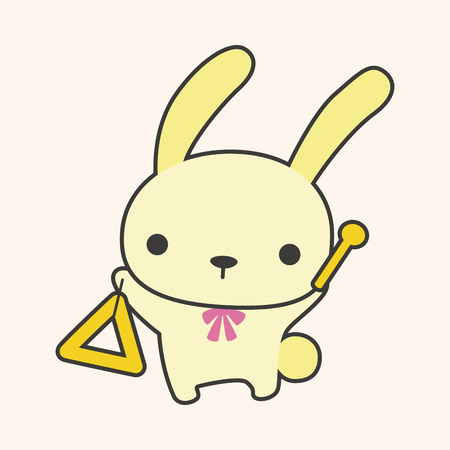 animal rabbit playing instrument cartoon theme elementsのイラスト素材