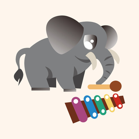 animal elephant playing instrument cartoon theme elementsのイラスト素材