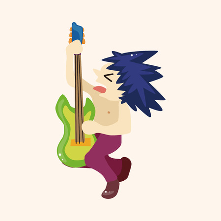 band member guitar player theme elementsのイラスト素材