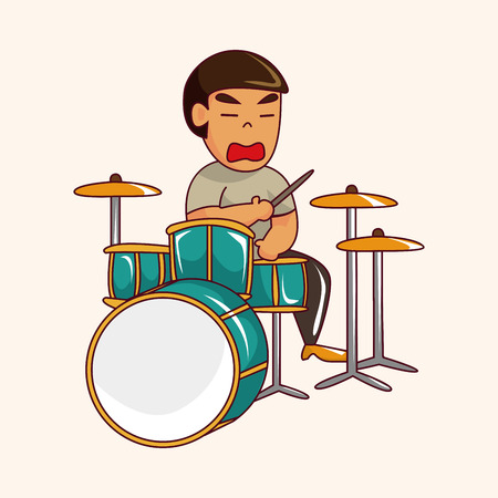 band member drummer theme elementsのイラスト素材