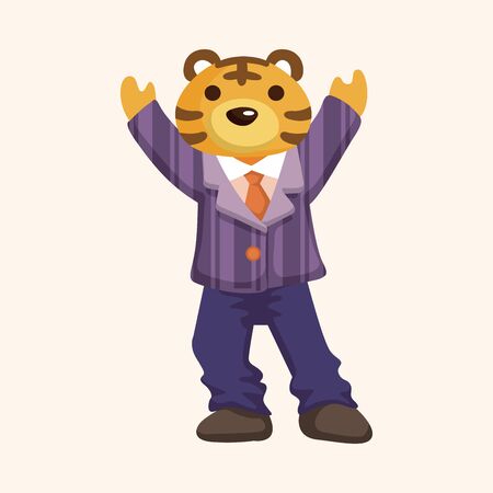 animal tiger worker cartoon theme elementsのイラスト素材