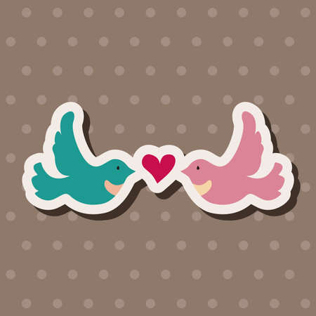 Valentine\'s Day lover bird flat icon elements background,のイラスト素材