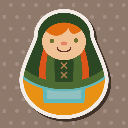 Matryoshka , Russian traditional wooden doll, vector pattern, flat icon elements background,のイラスト素材