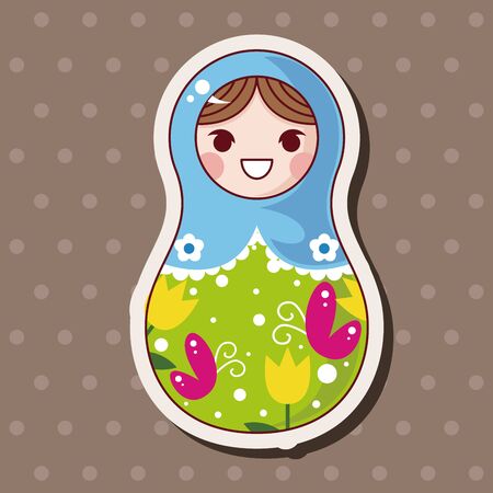 Matryoshka , Russian traditional wooden doll, vector pattern, elements,epsのイラスト素材