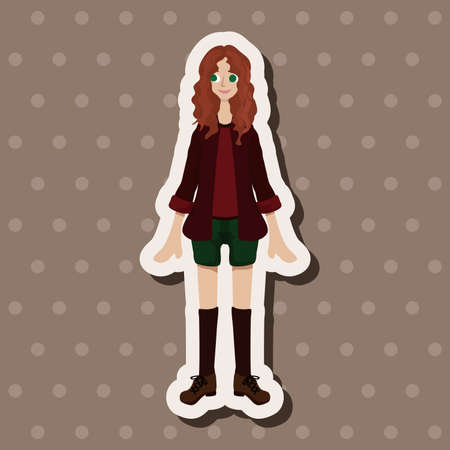 lady girl cartoon theme elementsのイラスト素材
