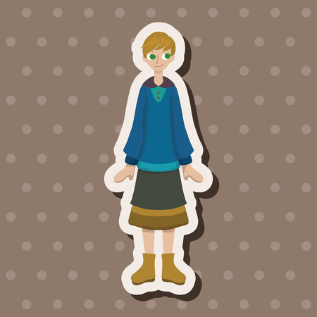 lady girl cartoon theme elementsのイラスト素材