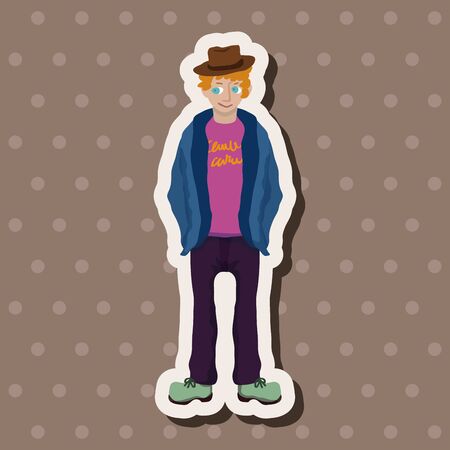 boy man cartoon theme elementsのイラスト素材