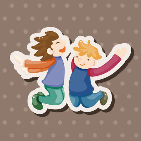 jumping person theme elementsのイラスト素材