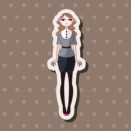 lady girl cartoon theme elementsのイラスト素材