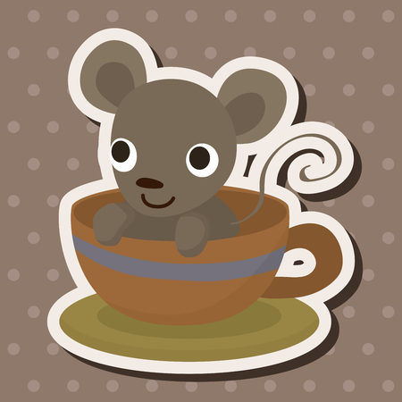 animal mouse having afternoon tea theme elementsのイラスト素材