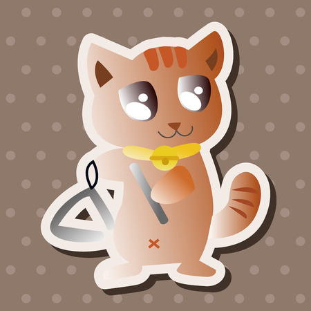 animal cat playing instrument cartoon theme elementsのイラスト素材