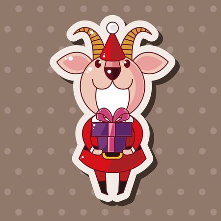 animal cartoon christmas style theme elementsのイラスト素材