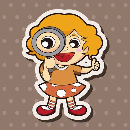 lady girl cartoon theme elementsのイラスト素材