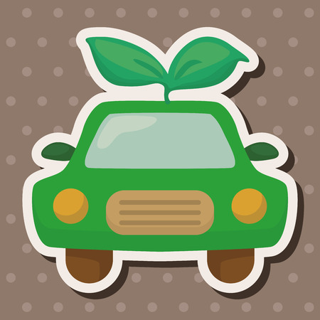 Environmental protection concept theme elements; Reduce the use of gasoline, reduce air pollution; Electric Car; walk or take the public transportationのイラスト素材