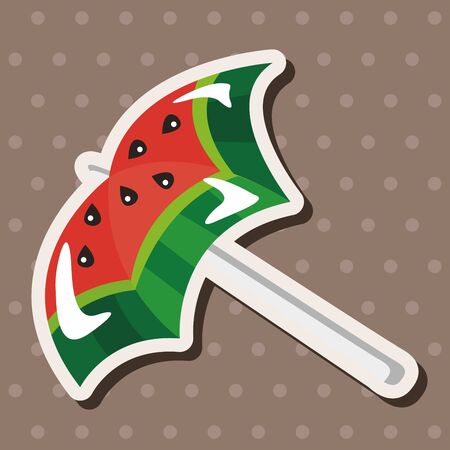 beach equipment umbrella theme elementsのイラスト素材