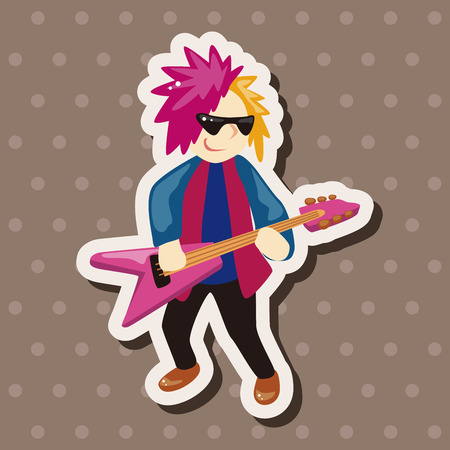 band member guitar player theme elementsのイラスト素材