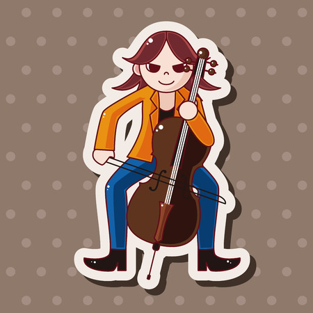 character musician cellist theme elementsのイラスト素材