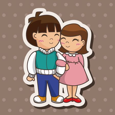 Valentine's day couple theme elementsのイラスト素材