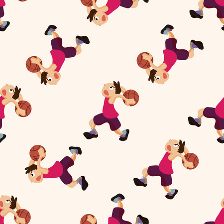basketball player , cartoon seamless pattern backgroundのイラスト素材