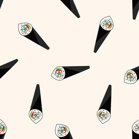 Japanese food sushi , cartoon seamless pattern backgroundのイラスト素材