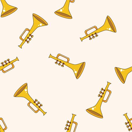 music trumpet , cartoon seamless pattern backgroundのイラスト素材