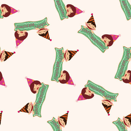 birthday , cartoon seamless pattern backgroundのイラスト素材