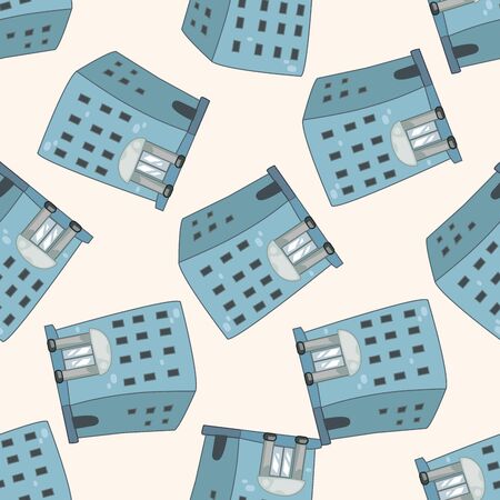 Building design house,, cartoon seamless pattern backgroundのイラスト素材