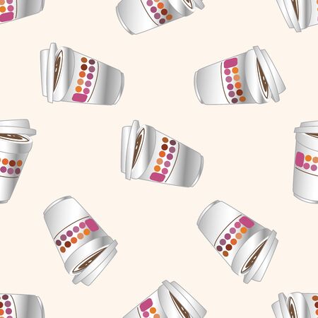takeaway coffee , cartoon seamless pattern backgroundのイラスト素材