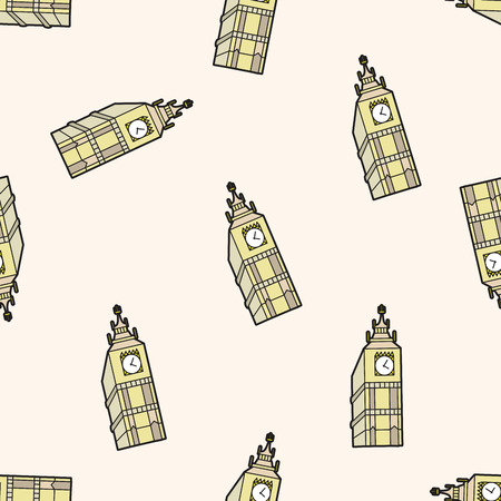 Big Ben , cartoon seamless pattern backgroundのイラスト素材