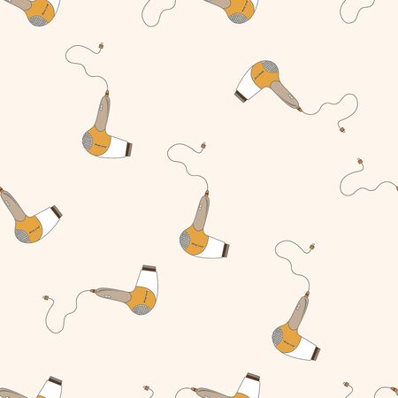 hair products theme hair dryer , cartoon seamless pattern backgroundのイラスト素材