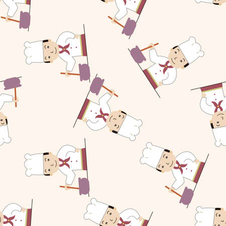 chef , cartoon seamless pattern backgroundのイラスト素材