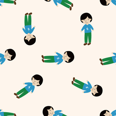 family boy character , cartoon seamless pattern backgroundのイラスト素材