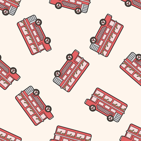 Double-decker bus , cartoon seamless pattern backgroundのイラスト素材